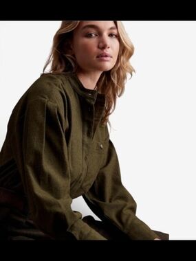 Banana Republic Olive Italian Flannel  Button Down